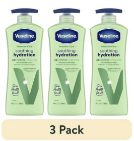 (3 pack) Vaseline Intensive Care Body Lotion Soothing Hydration for Women Dry Skin, 20.3 oz
