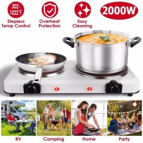 Electric Hot Plate for Cooking,Electric Cooktop 2 Burner,2000W Portable Electric Stove,Glass Cooktop Stepless Temperature Adjustments