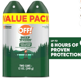 OFF! Deep Woods Insect Repellent V Mosquito & Bug Spray, 6 fl oz, 2 ct