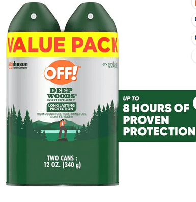 OFF! Deep Woods Insect Repellent V Mosquito & Bug Spray, 6 fl oz, 2 ct