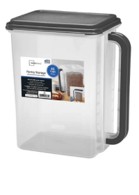 Mainstays Bulk Canister Holds 46 Cups - Dark Gray Lid and Handle, Food Storage Container (1 Each) 11.55" x 7.8" x 13.25"
