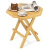 Teak Wood Octagon Coffee Table with X-shaped Legs and Slatted Tabletop