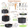 Camping Cooking Ware Set of 16Pcs Camping Stove Cookware Kit Aluminum Kettle with Bowls Knife Fork Spoon Carabiner Spatula Cutting Board for Hiking Pi