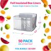 Foil Insulated Box Liners 11 x 8.5 x 5.5 Inch. 50 Pack Insulated Shipping Boxes for Frozen Food. Cold Shipping Boxes for Food. Box for Shipping Frozen