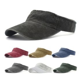 Light Board Washed Old Cotton Hollow Top Hat For Men And Women Sunscreen Sunshade Cap Baseball Cap Outdoor Sports Retro Roofless (Color: Empty hat [wine red])