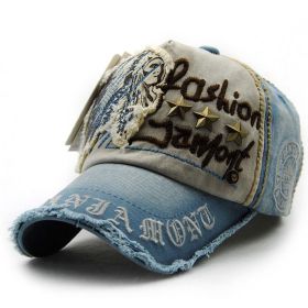 Sun visor hats for men and women; willow nails; casual letters; baseball caps; worn outdoor cap (Colour: Denim)
