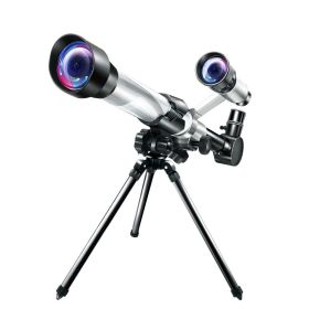 Professional Astronomical Telescope Powerful Monocular Portable HD Moon Space Planet Observation Telescope Gifts for Children (Ships From: China, Color: Silver)
