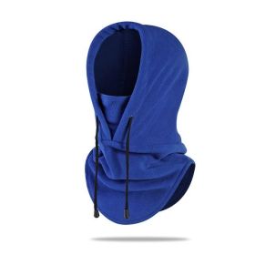 W18 Men's hats Outdoor Riding Hoods Windproof Caps Cold-Proof Ski Caps Fieece Caps Warm Bibs One-Piece Autumn and Winter Hats (Color: Royal blue, size: One Size)