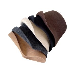 Ladies Autumn Winter Wool Knit Hats Elegant French Versatile Basin Hats (Color: Black)