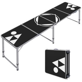 Outsunny 8ft Portable Beer Pong Table with Adjustable Legs, Folding Camping Table, Aluminum Picnic Table, for Party, Travel, BBQ, Beach (Color: as Pic)