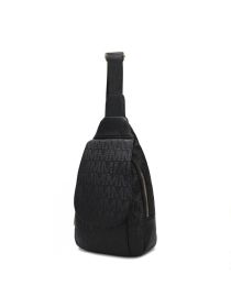 MKF Collection Cleisy M Logo Embossed Vegan Leather Women Sling Bag by Mia k (material: Vegan Leather, Color: Black)