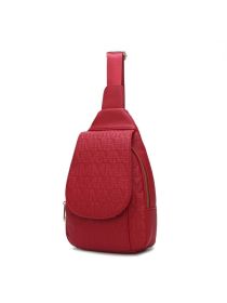 MKF Collection Cleisy M Logo Embossed Vegan Leather Women Sling Bag by Mia k (material: Vegan Leather, Color: Red)