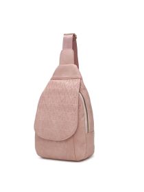 MKF Collection Cleisy M Logo Embossed Vegan Leather Women Sling Bag by Mia k (material: Vegan Leather, Color: Rose Pink)