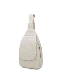 MKF Collection Cleisy M Logo Embossed Vegan Leather Women Sling Bag by Mia k (material: Vegan Leather, Color: Beige)