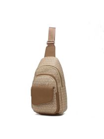 MKF Collection Kace M Logo Printed Vegan Leather Women Sling Bag by Mia k (material: Vegan Leather, Color: Beige)