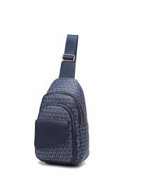 MKF Collection Kace M Logo Printed Vegan Leather Women Sling Bag by Mia k (material: Vegan Leather, Color: Navy Blue)
