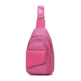 MKF Collection Kace M Logo Printed Vegan Leather Women Sling Bag by Mia k (material: Vegan Leather, Color: Fuchsia)