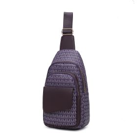 MKF Collection Kace M Logo Printed Vegan Leather Women Sling Bag by Mia k (material: Vegan Leather, Color: Dark Purple)