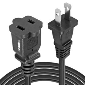 5 Core AC Power Cord 10 Ft ? 2 Prong Extension Adapter ? 16AWG/2C 125V 13A ? US Polarized Male to Female Outlet Extension Cable Black- EXC BLK 10FT (size: 10 Feet)