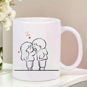 Charming Love Ceramic Coffee Mug Durable Reusable Usable Bowl Maker Clear for Hot And Cold Drinks The Perfect (Color: White)
