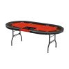 Upgraded 84" Folding Poker Table 10 Player Card Table with 10 Cup Holder for Texas Casino, Green/Red