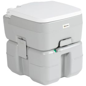 Outsunny Portable Toilet for Adults 5.3 Gallon, Porta Potty with Level Indicator, T-Type Water Outlets and Anti-Leak Handle Pump for Camping, Boating (Color: as Pic)