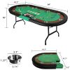 Upgraded 84" Folding Poker Table 10 Player Card Table with 10 Cup Holder for Texas Casino, Green/Red