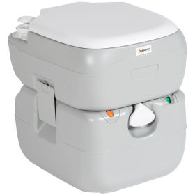 Outsunny Portable Toilet for Adults 5.8 Gallon, Porta Potty with Level Indicator, T-Type Water Outlets and Anti-Leak Handle Pump for Camping, Boating (Color: as Pic)